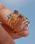 Load image into Gallery viewer, 0.50 CT Oval Red Ruby and Lab Made Diamond Trilogy Engagement Ring
