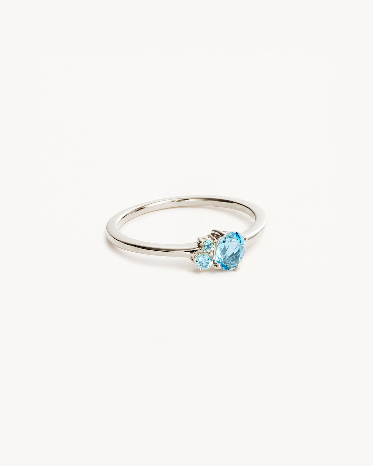 0.50 CT Oval Blue Topaz Three Stone Gemstone Engagement Ring