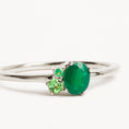 Load image into Gallery viewer, 0.50 CT Emerald Oval  Lab Made Diamond Three Stone Engagement Ring
