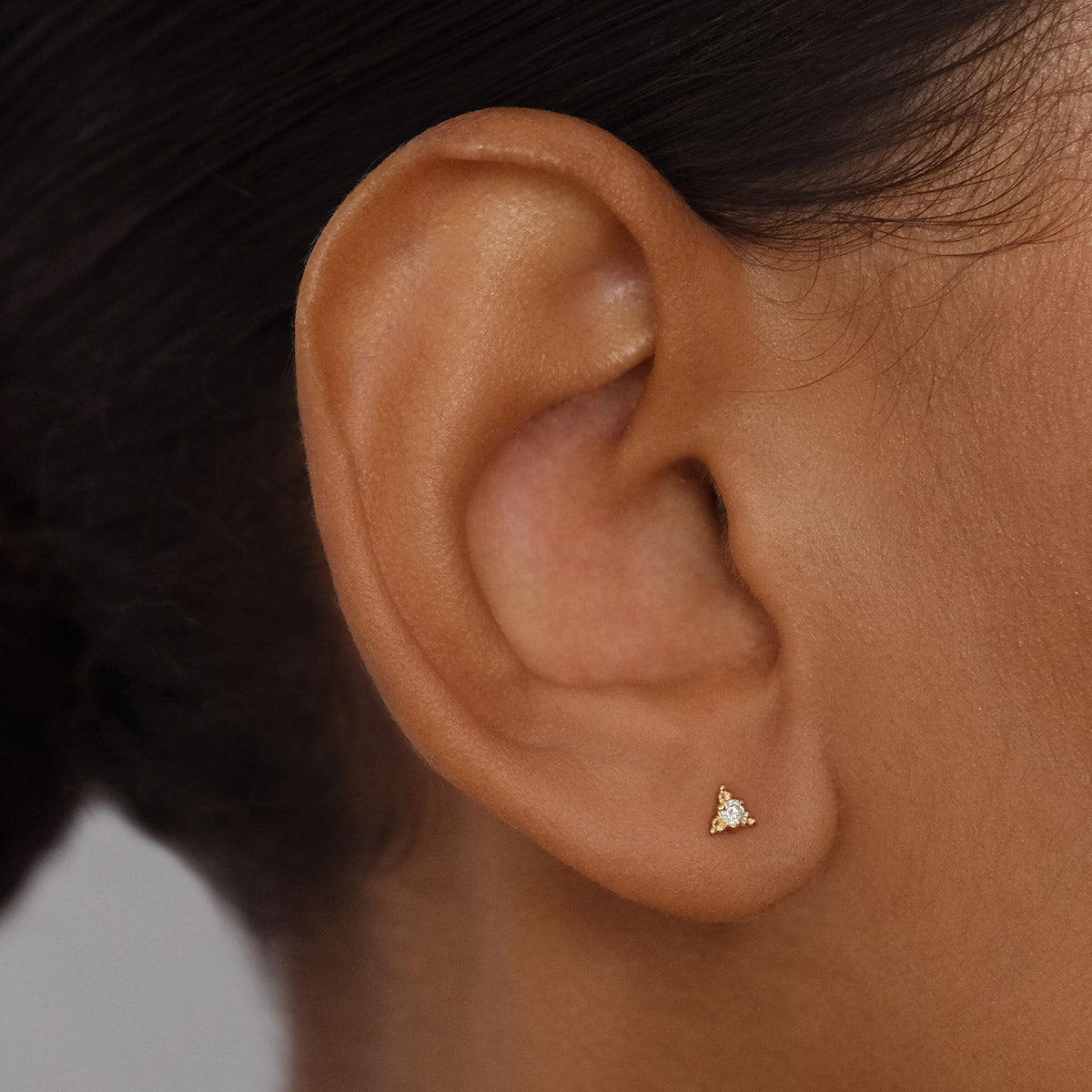 Elegant 0.03 TCW Round Triangular Diamond Stud Earrings 2