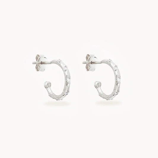 Elegant 0.10 TCW Lab Grown Diamond C-Shaped Hoops