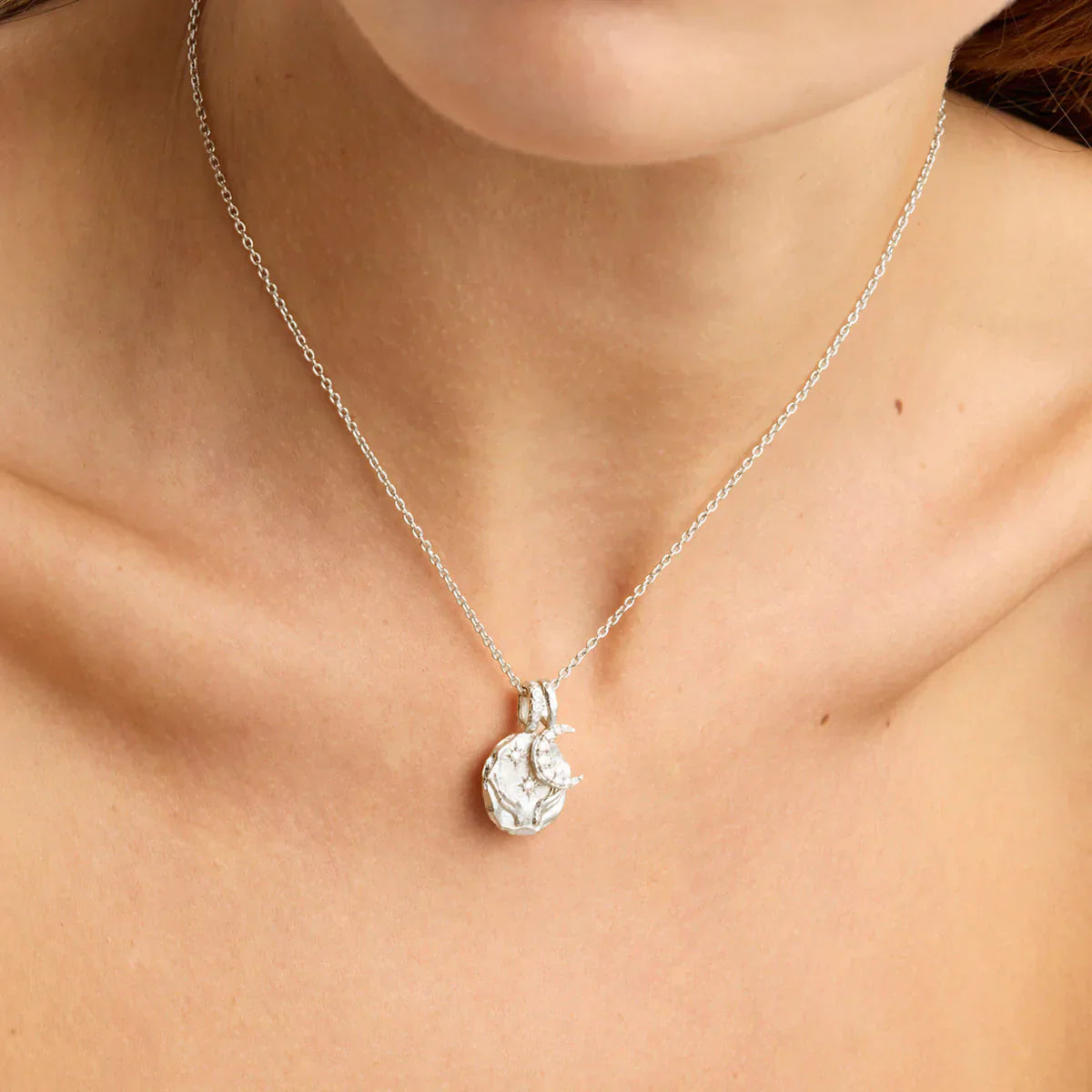 0.10 TCW Round Lab Grown Diamond Celestial Pendant Necklace 7
