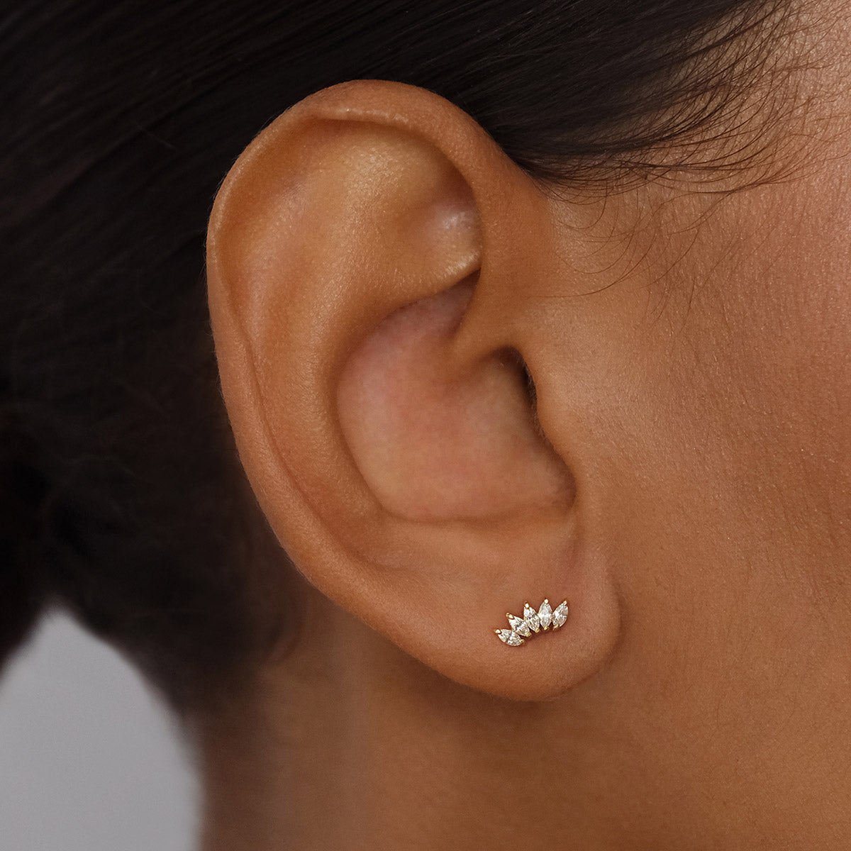 Marquise Lab Grown Diamond Curve Stud Earrings - 0.10 TCW 2
