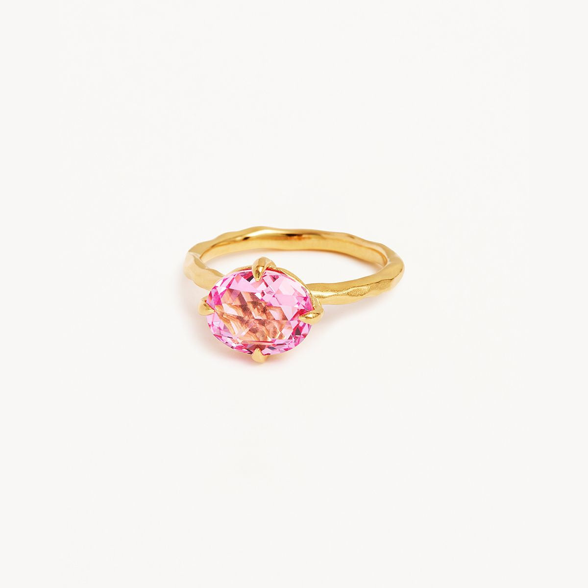 1.0 CT Oval Pink Sapphire Lab Made Diamond Engagement Ring in Gold Setting 1