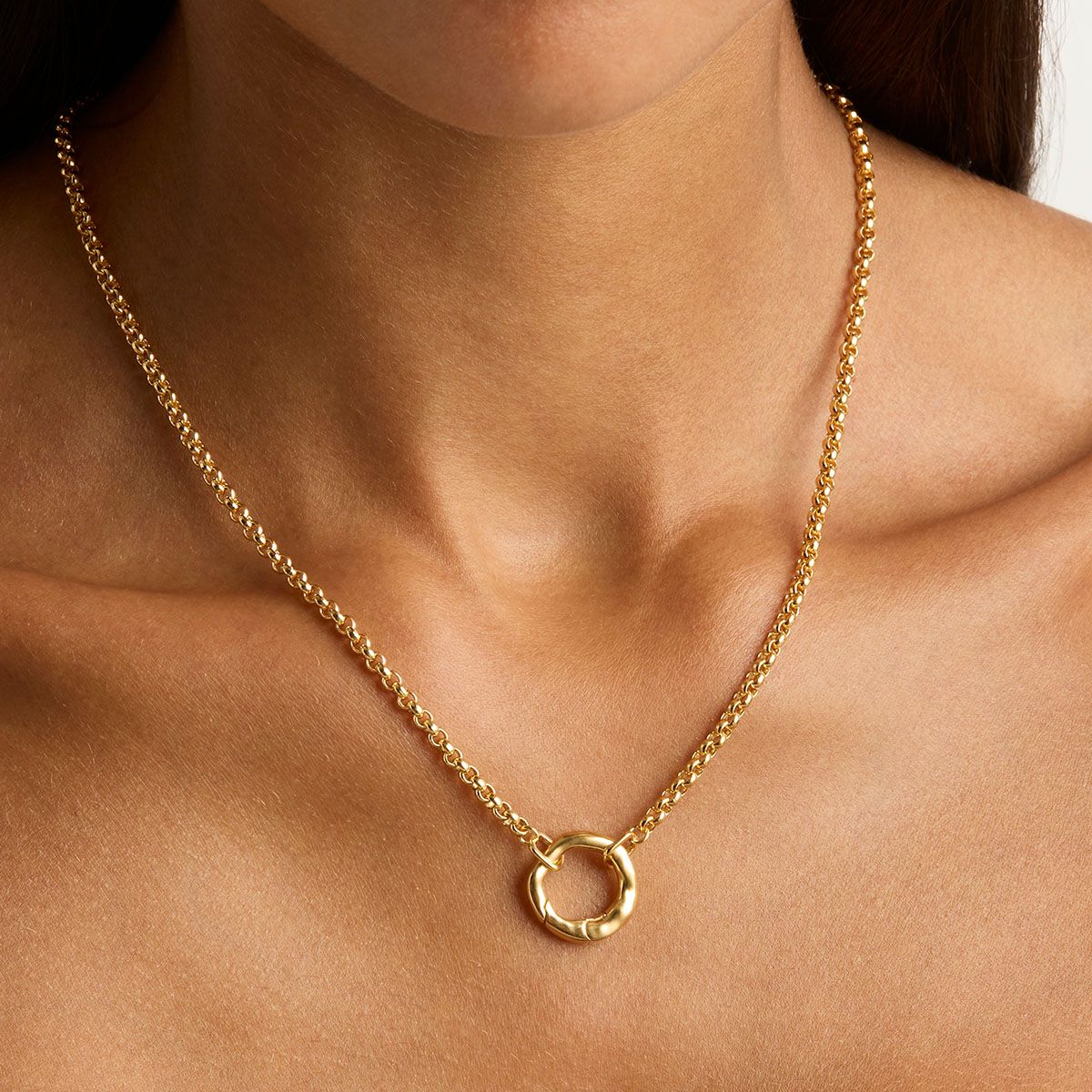 Golden Horizon Linked Circle Necklace