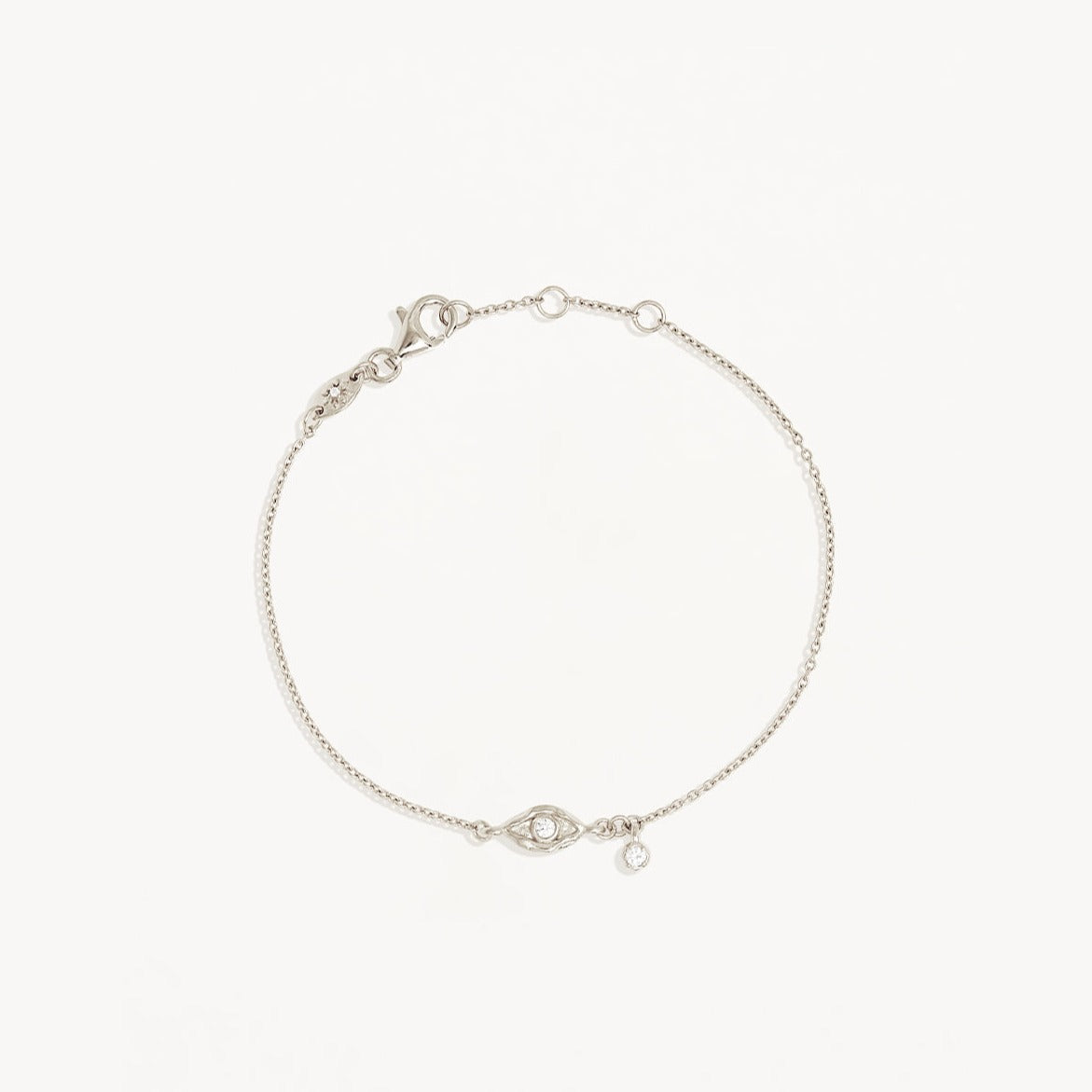 Radiant 0.10 TCW Round Lab-Grown Diamond Evil Eye Bracelet 7