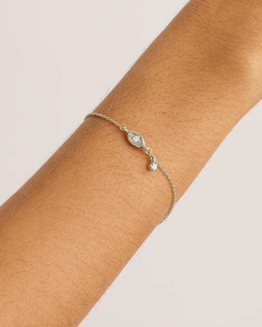 Radiant 0.10 TCW Round Lab-Grown Diamond Evil Eye Bracelet