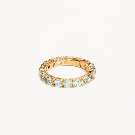 1.0 TCW Round Blue Topaz Diamond Full Eternity Wedding Band