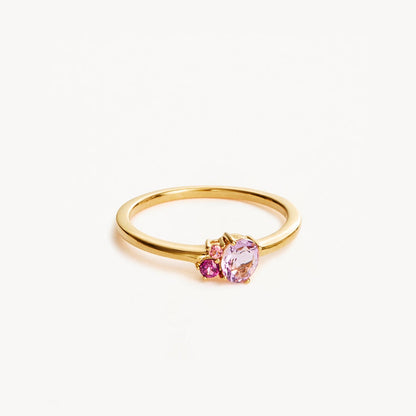 0.50 CT Oval Pink Amethyst & Gemstone Trio Engagement Ring 1