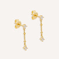 Load image into Gallery viewer, Ethereal Elegance: 0.10 TCW Round Lab Grown Diamond Chain Dangle Earrings
