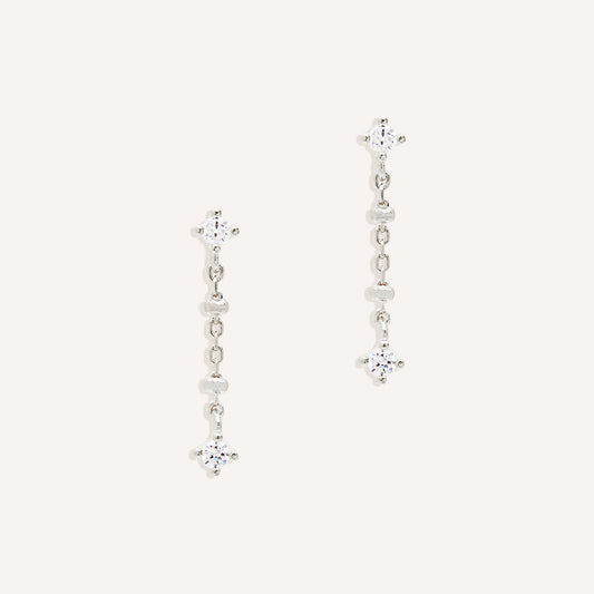 Ethereal Elegance: 0.10 TCW Round Lab Grown Diamond Chain Dangle Earrings