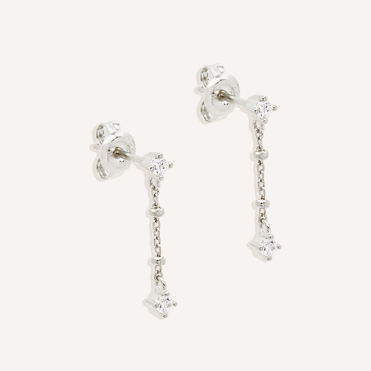 Ethereal Elegance: 0.10 TCW Round Lab Grown Diamond Chain Dangle Earrings