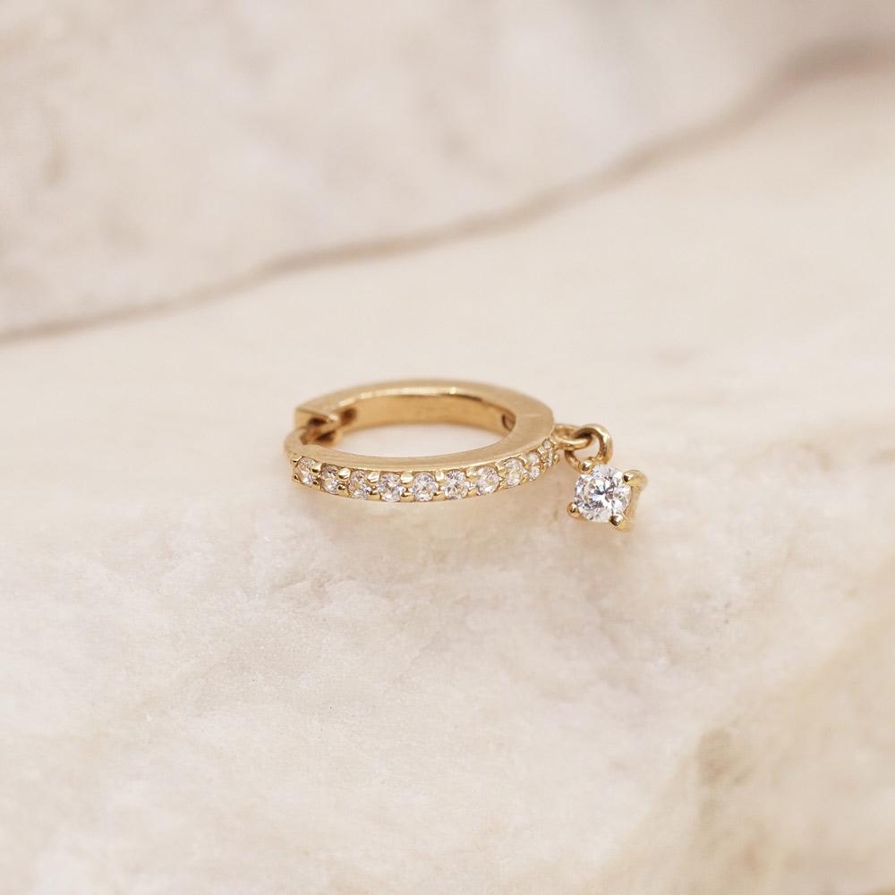 Radiant 0.05 TCW Round Lab Grown Diamond Gold Hoop Earring 3