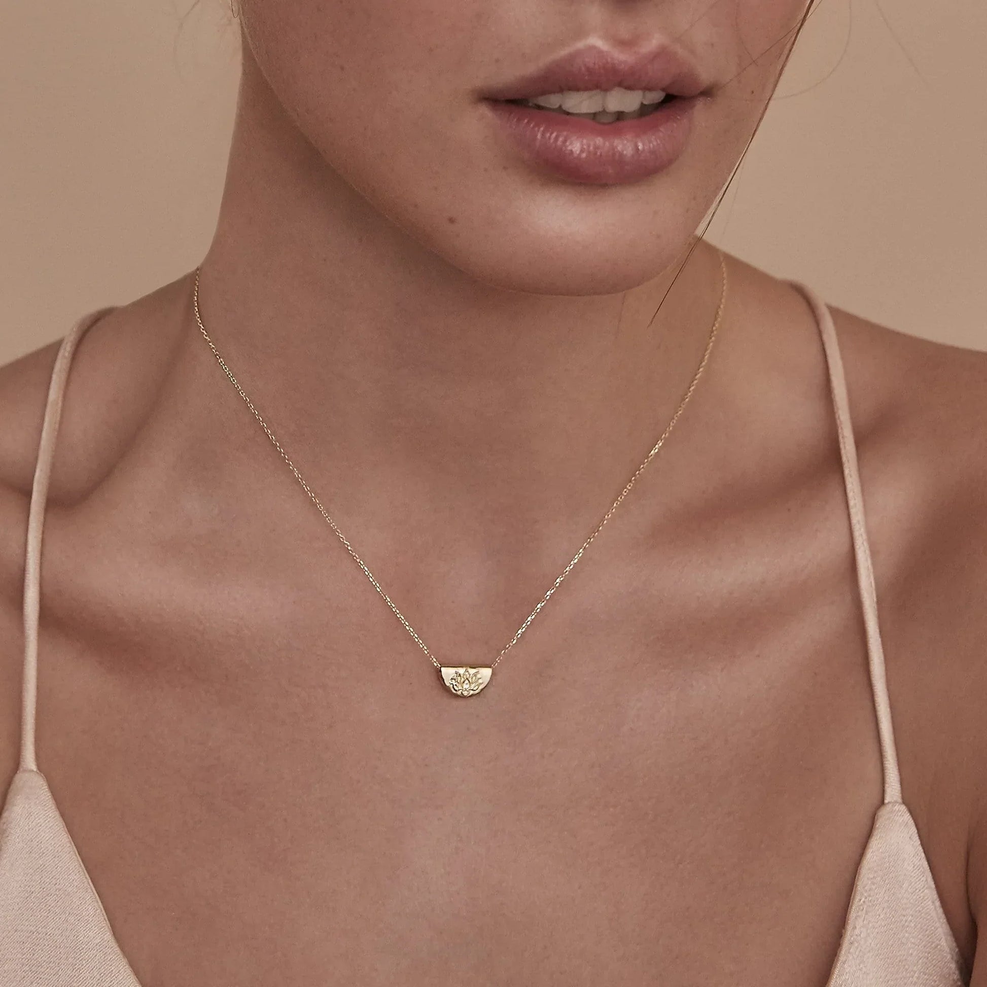 Elegant Gold Lotus Pendant Necklace 3