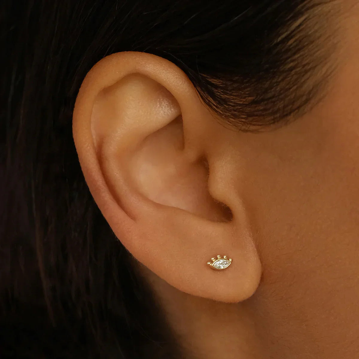 Radiant 0.10 TCW Marquise Lab-Grown Diamond Evil Eye Stud Earrings 2