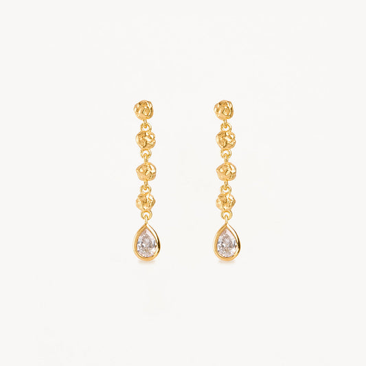 0.10 TCW Pear Lab Grown Diamond Drop Chain Earrings