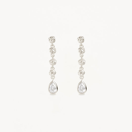 0.10 TCW Pear Lab Grown Diamond Drop Chain Earrings