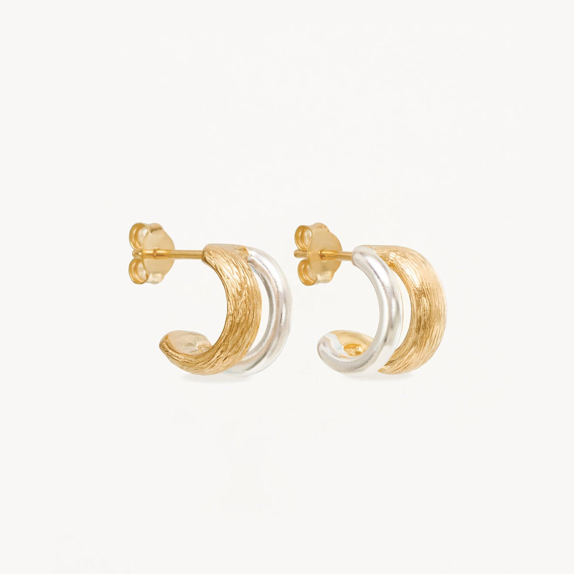 Elegant Two-Tone Shield Hoop Earrings 1