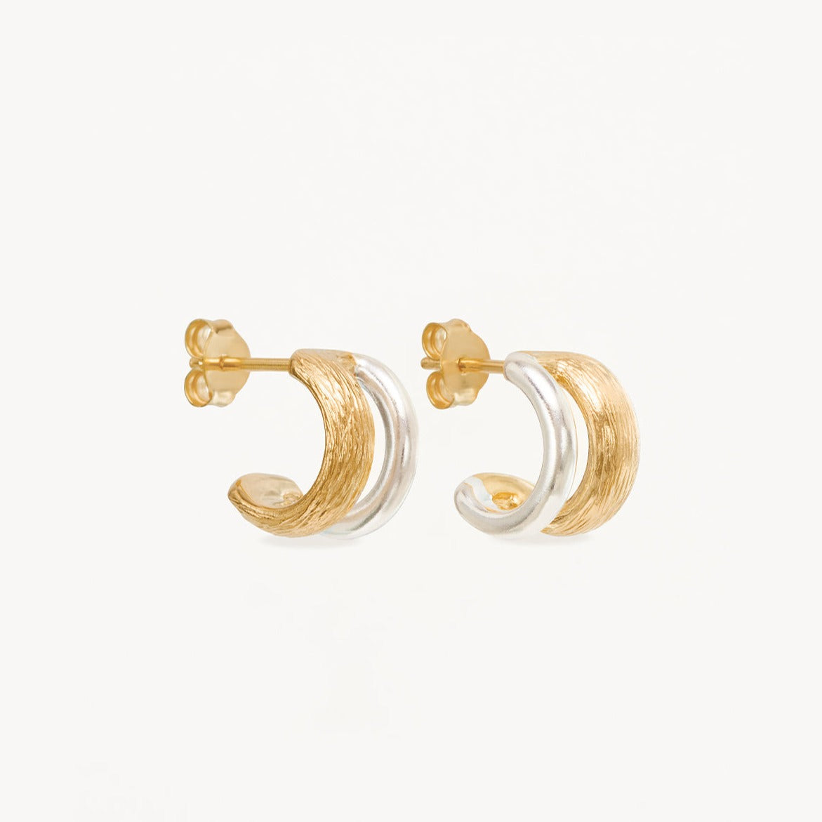 Elegant Two-Tone Shield Hoop Earrings