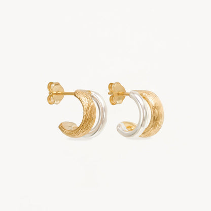 Elegant Two-Tone Shield Hoop Earrings 1