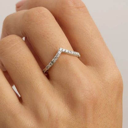 1.0 TCW Round  Lab Grown Diamond V Shaped Wedding Band 4