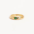 Load image into Gallery viewer, Elegant Lab-Made Diamond Wedding Band with Green Pear Emeralds
