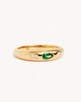 Load image into Gallery viewer, Elegant Lab-Made Diamond Wedding Band with Green Pear Emeralds
