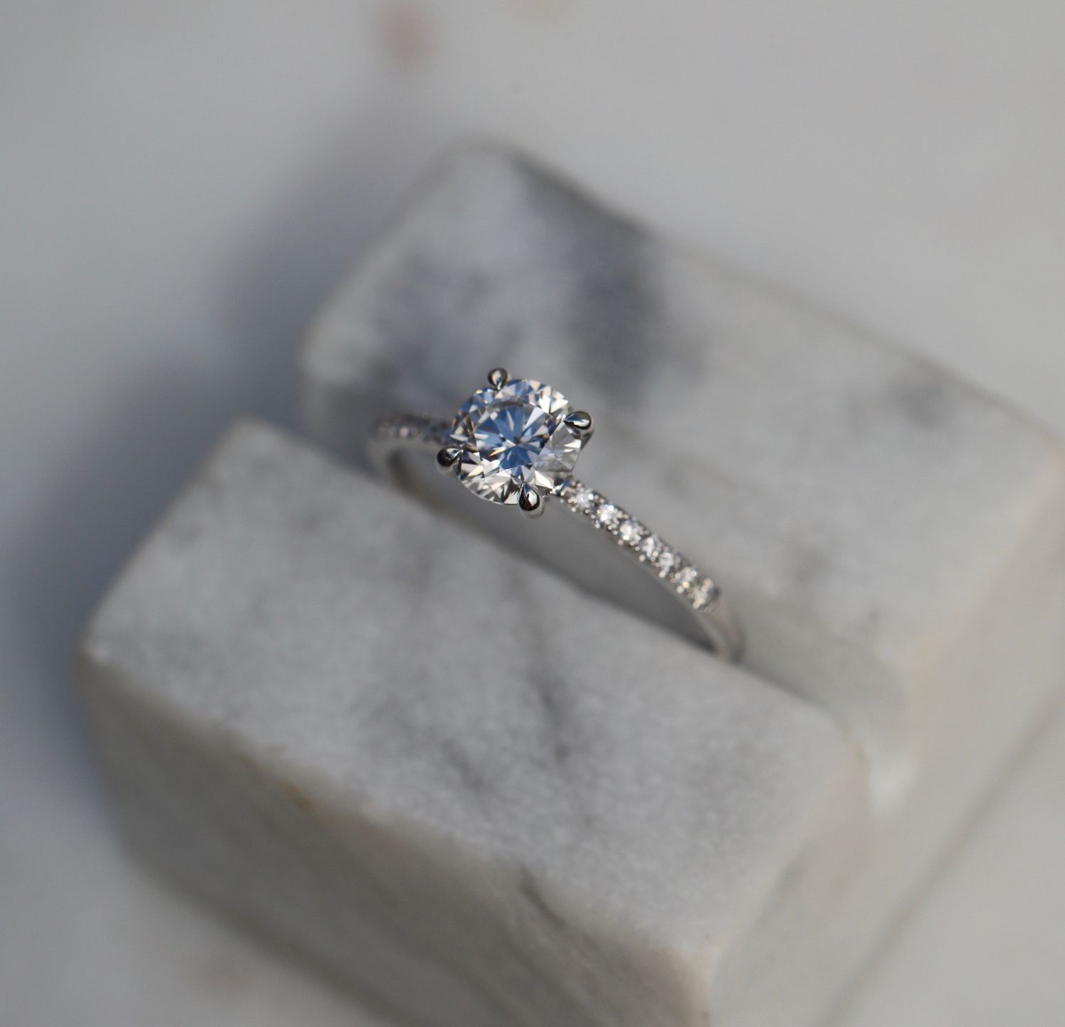 Eternal Elegance: 0.85 CT Round Lab-Grown Diamond Pave Engagement Ring