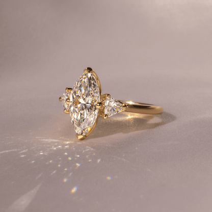 Three Stone-Marquise Lab Grown Diamond Engagement Ring