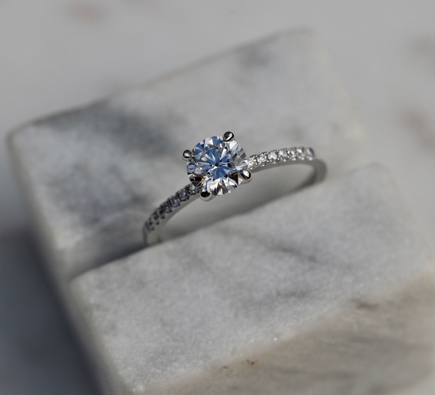 Eternal Elegance: 0.85 CT Round Lab-Grown Diamond Pave Engagement Ring