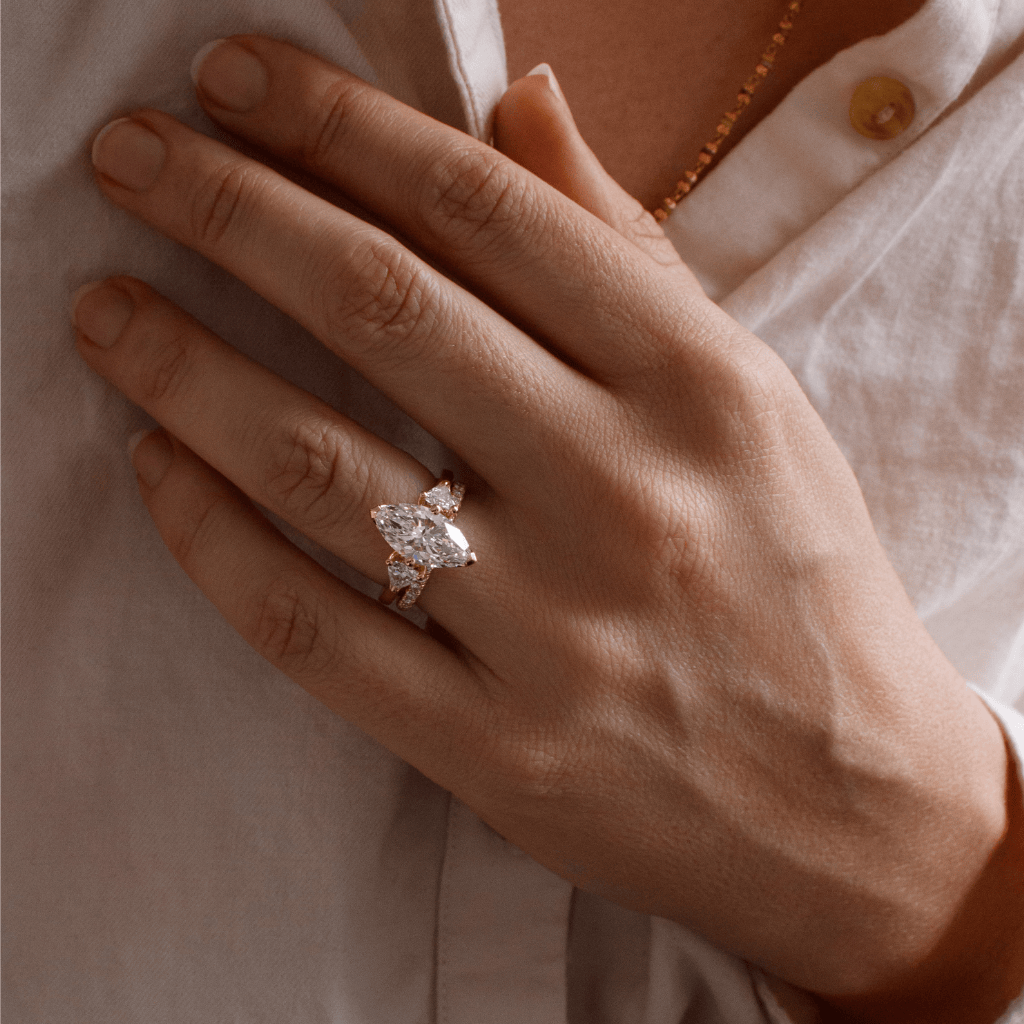 Three Stone-Marquise Lab Grown Diamond Engagement Ring