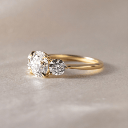 Three Stone-Round Cut Lab Grown Diamond Engagement Ring