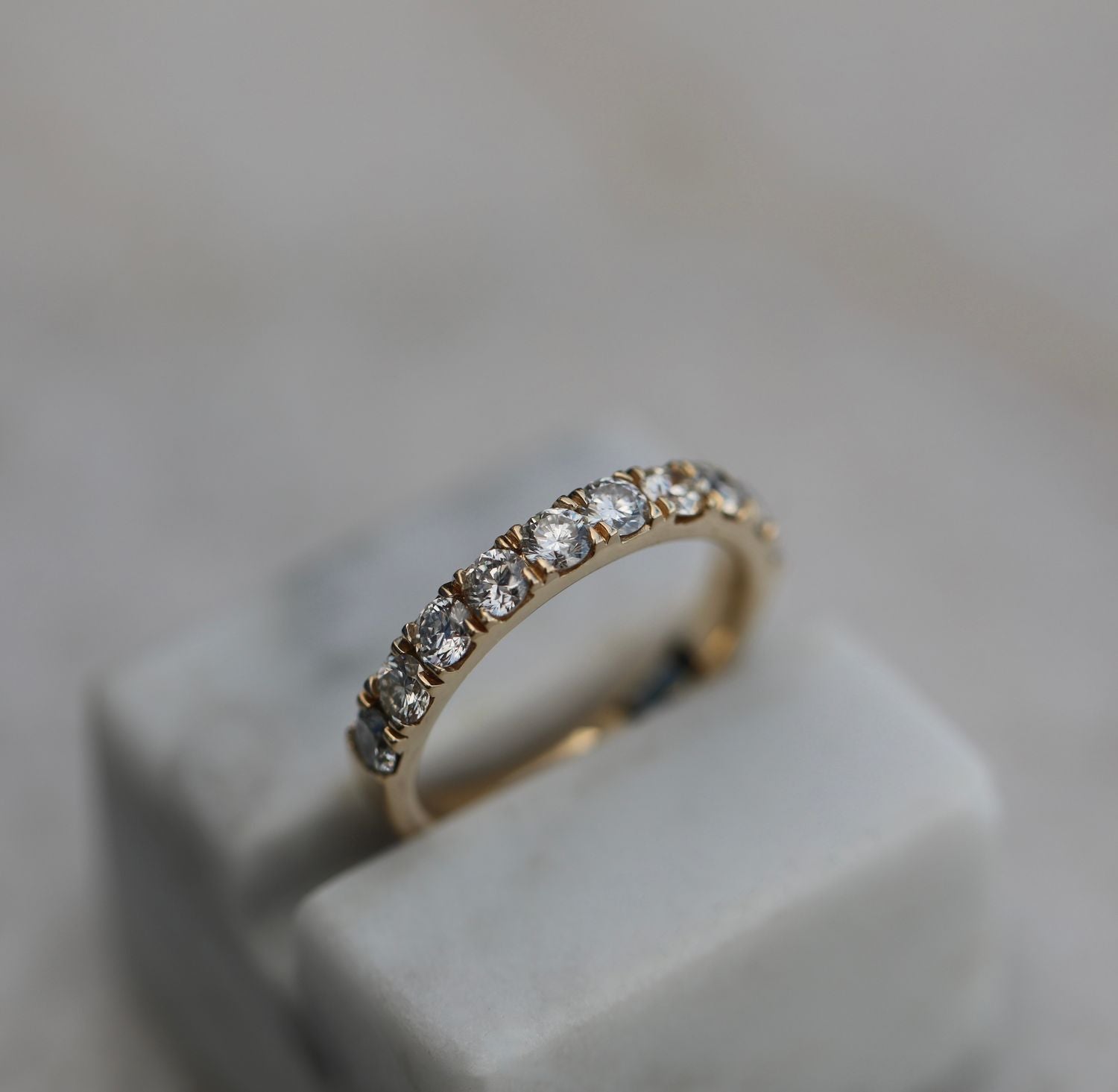 1.10 TCW Round Lab-Grown Diamond Half Eternity Gold Band