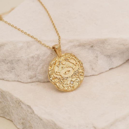 Exquisite Cancer Zodiac Necklace with Round Lab-Grown Diamond Pendant