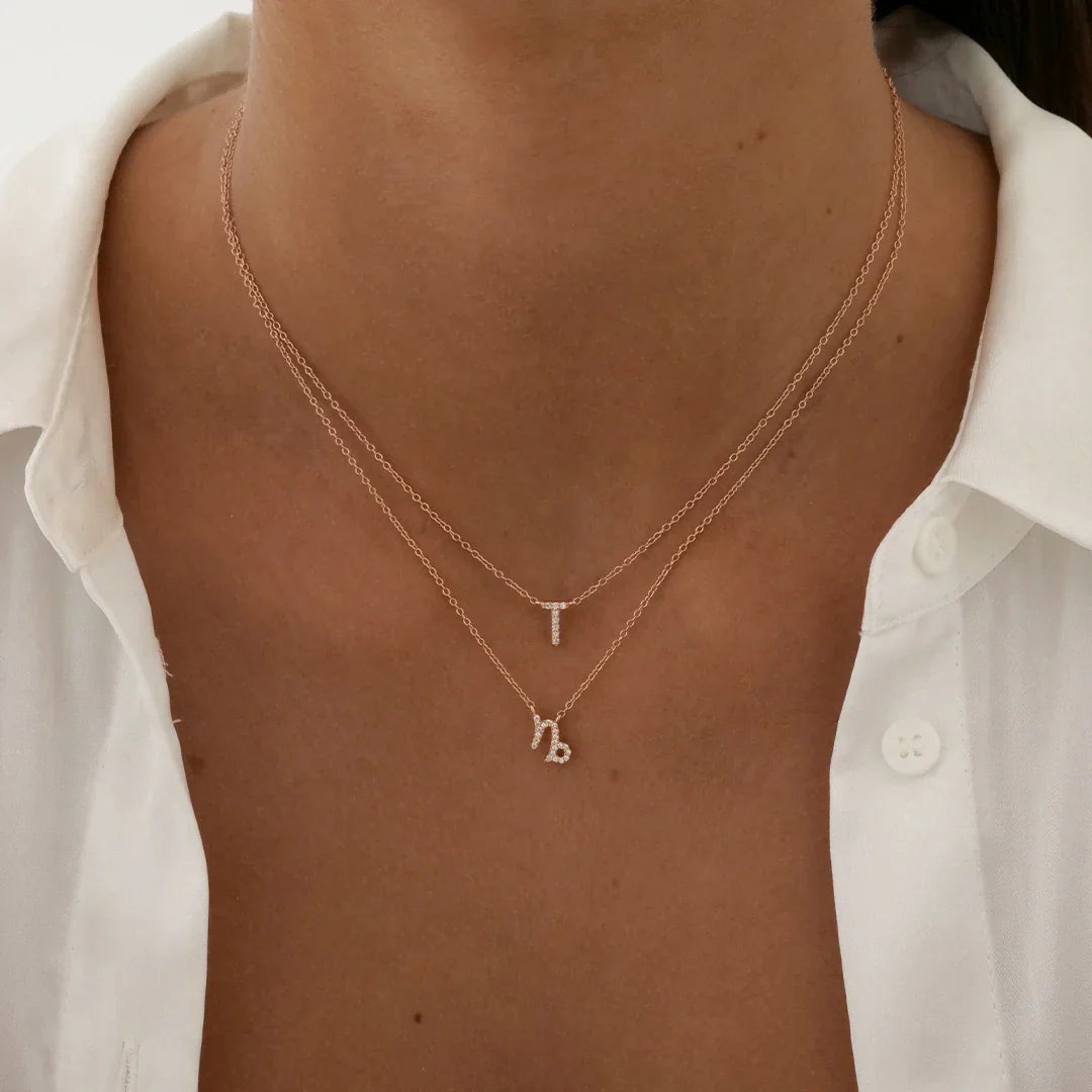 0.20 Carat Round Lab-Grown Diamond Capricorn Zodiac Pendant Necklace 5