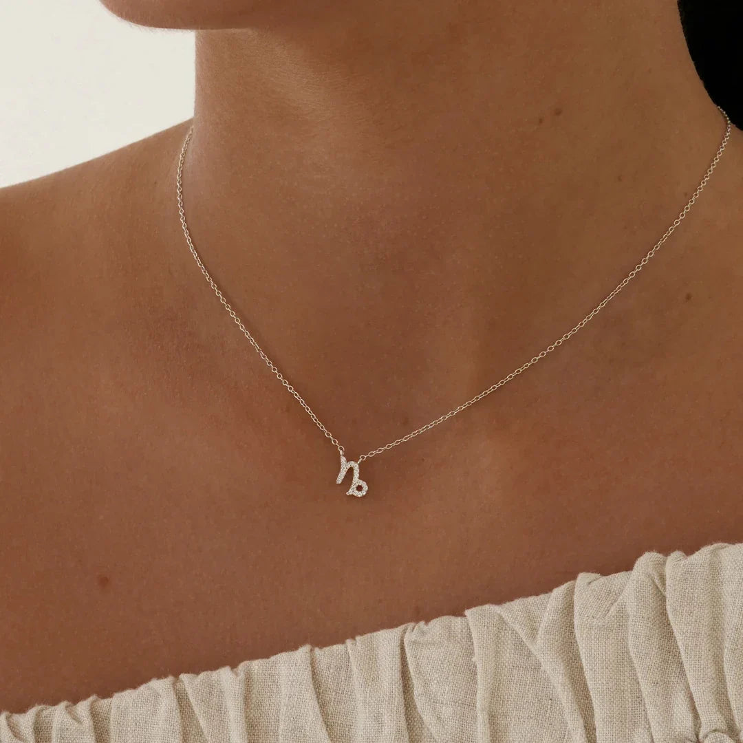 0.20 Carat Round Lab-Grown Diamond Capricorn Zodiac Pendant Necklace 4