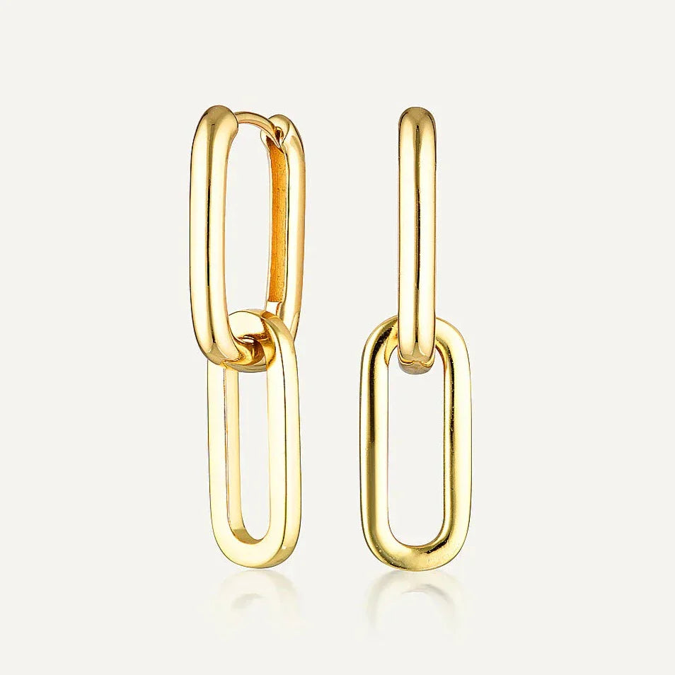 Golden Elegance: Chic Elongated Link Drop Earrings 1