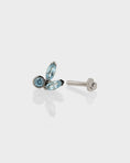 Load image into Gallery viewer, 0.03 TCW Marquise & Round Blue Topaz and Lab Made Diamond Stud Earrings
