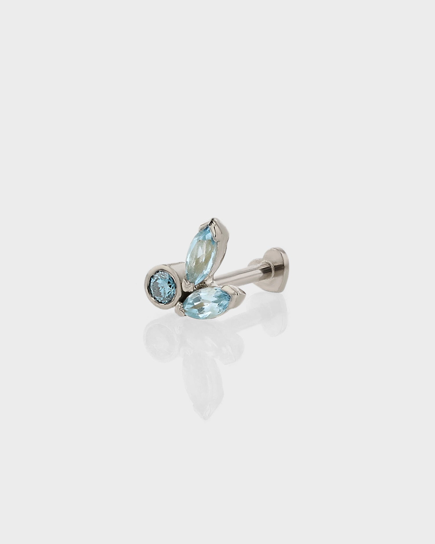 0.03 TCW Marquise & Round Blue Topaz and Lab Made Diamond Stud Earrings 1