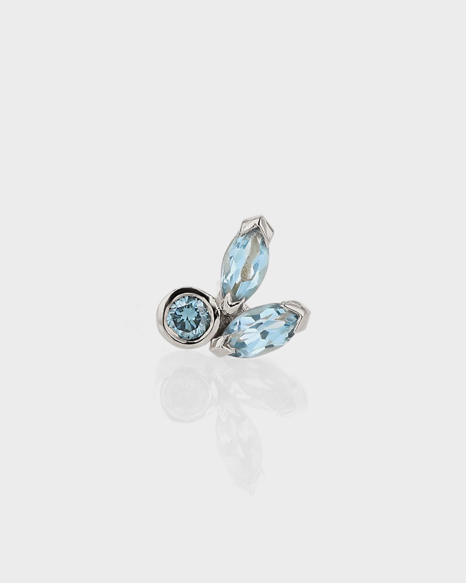 0.03 TCW Marquise & Round Blue Topaz and Lab Made Diamond Stud Earrings 5