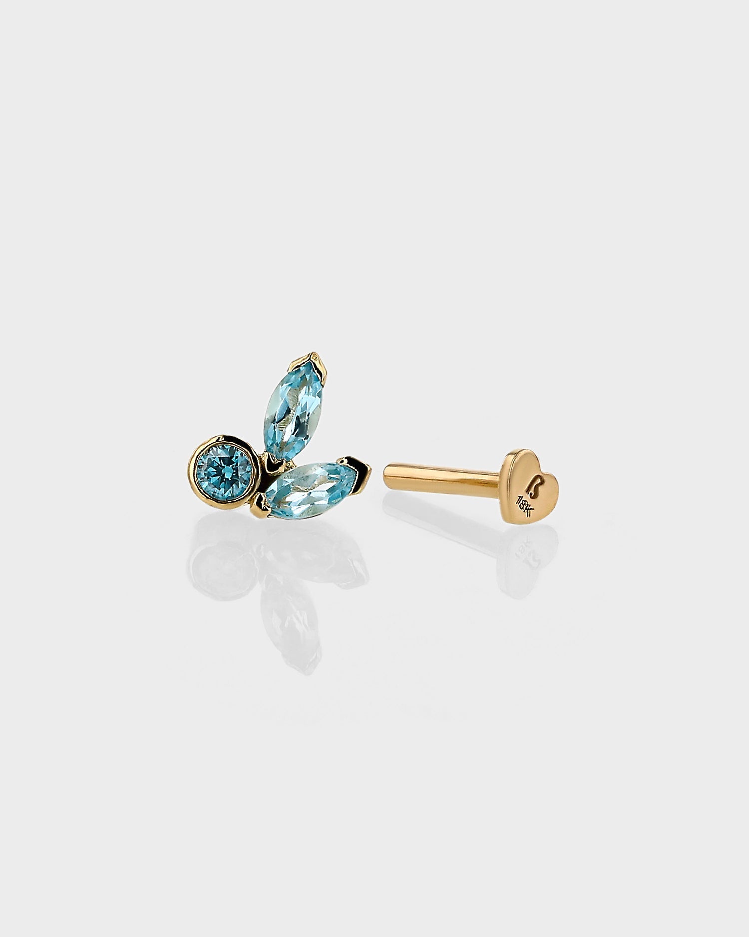 Radiant 0.05 Carat Marquise Blue Topaz & Lab-Made Diamond Stud Earrings 4