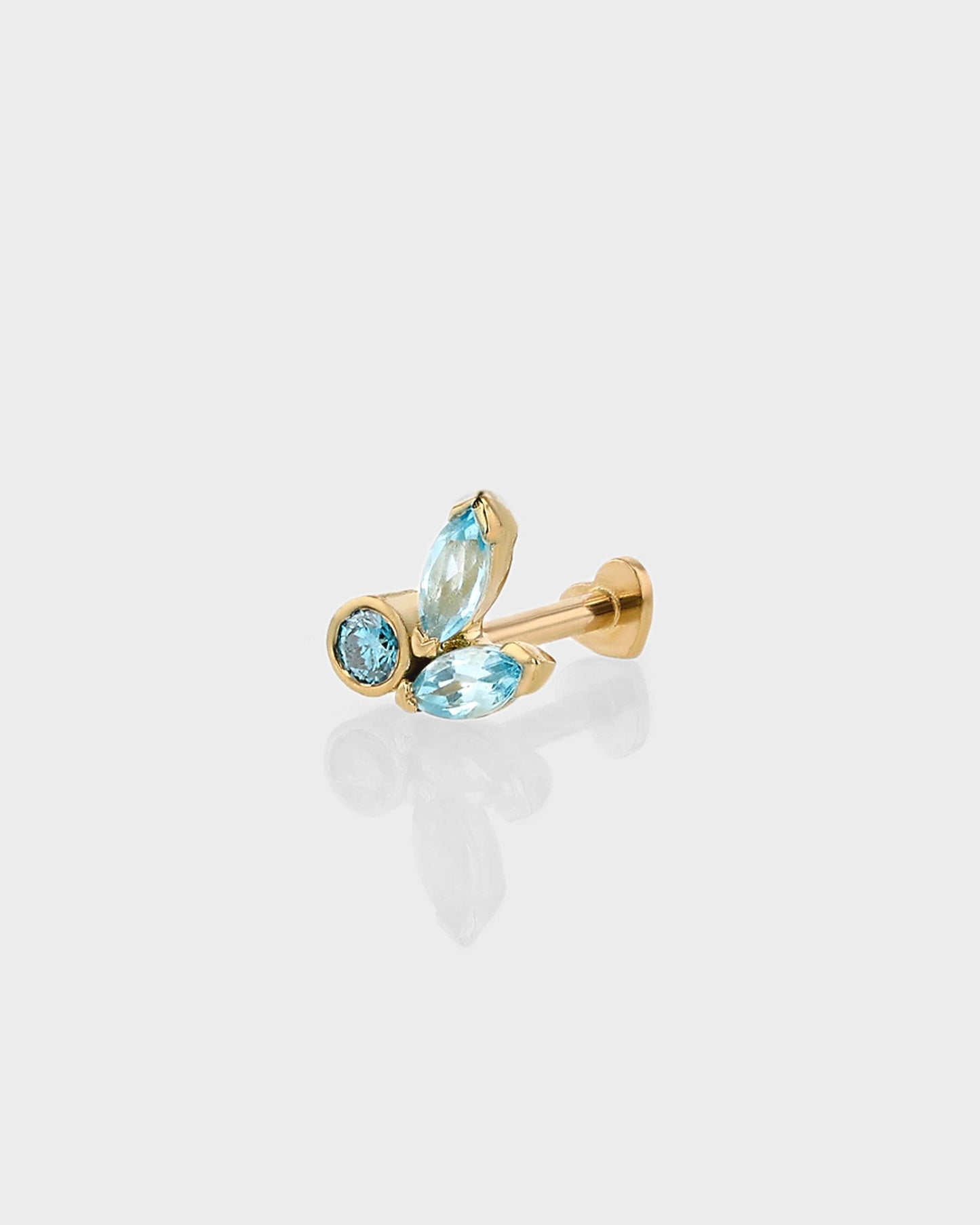 Radiant 0.05 Carat Marquise Blue Topaz & Lab-Made Diamond Stud Earrings 1