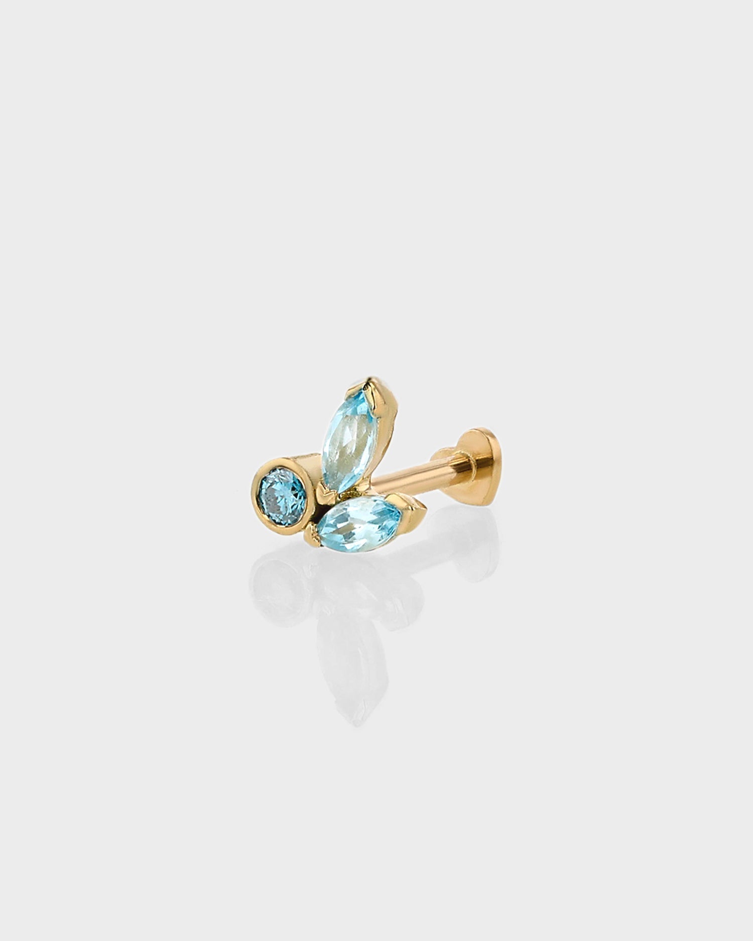 Radiant 0.05 Carat Marquise Blue Topaz & Lab-Made Diamond Stud Earrings