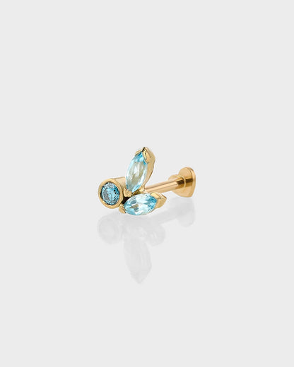 Radiant 0.05 Carat Marquise Blue Topaz & Lab-Made Diamond Stud Earrings 1