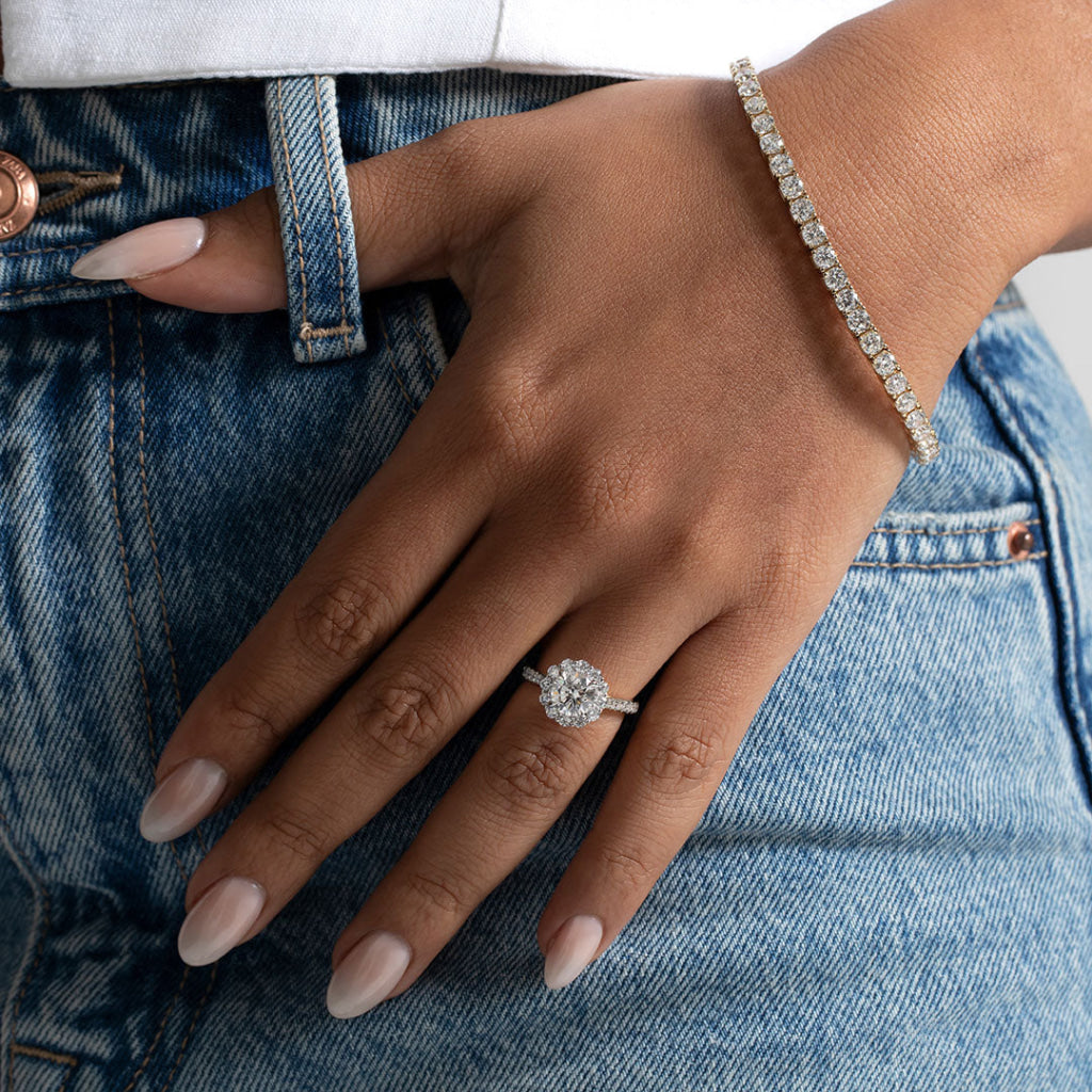 Halo-2.0 CT Round Lab Grown Diamond Engagement Ring