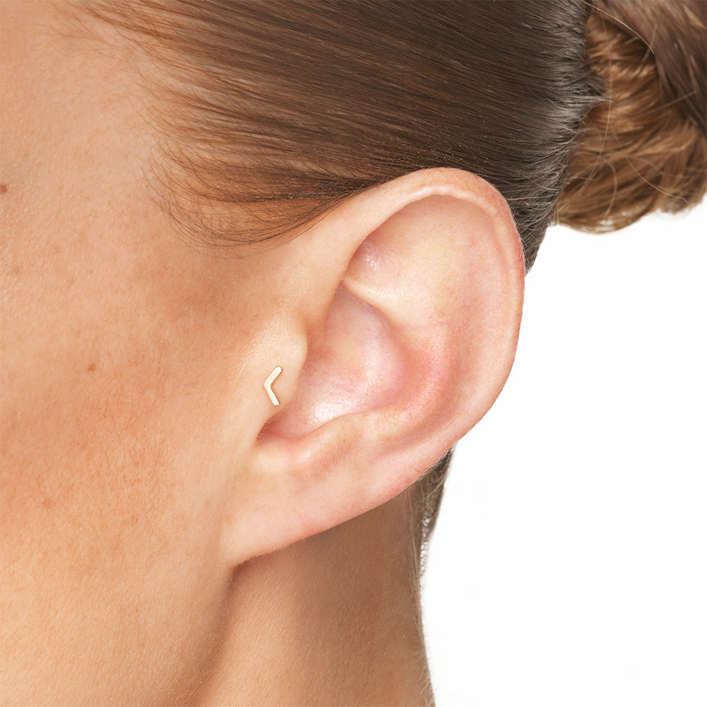 Sleek Chevron Gold Single Stud Earring 6