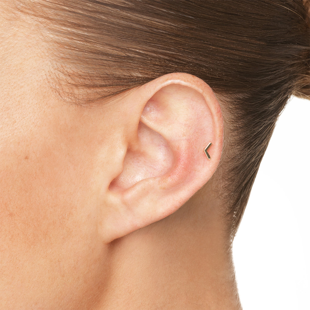 Sleek Chevron Gold Single Stud Earring 4