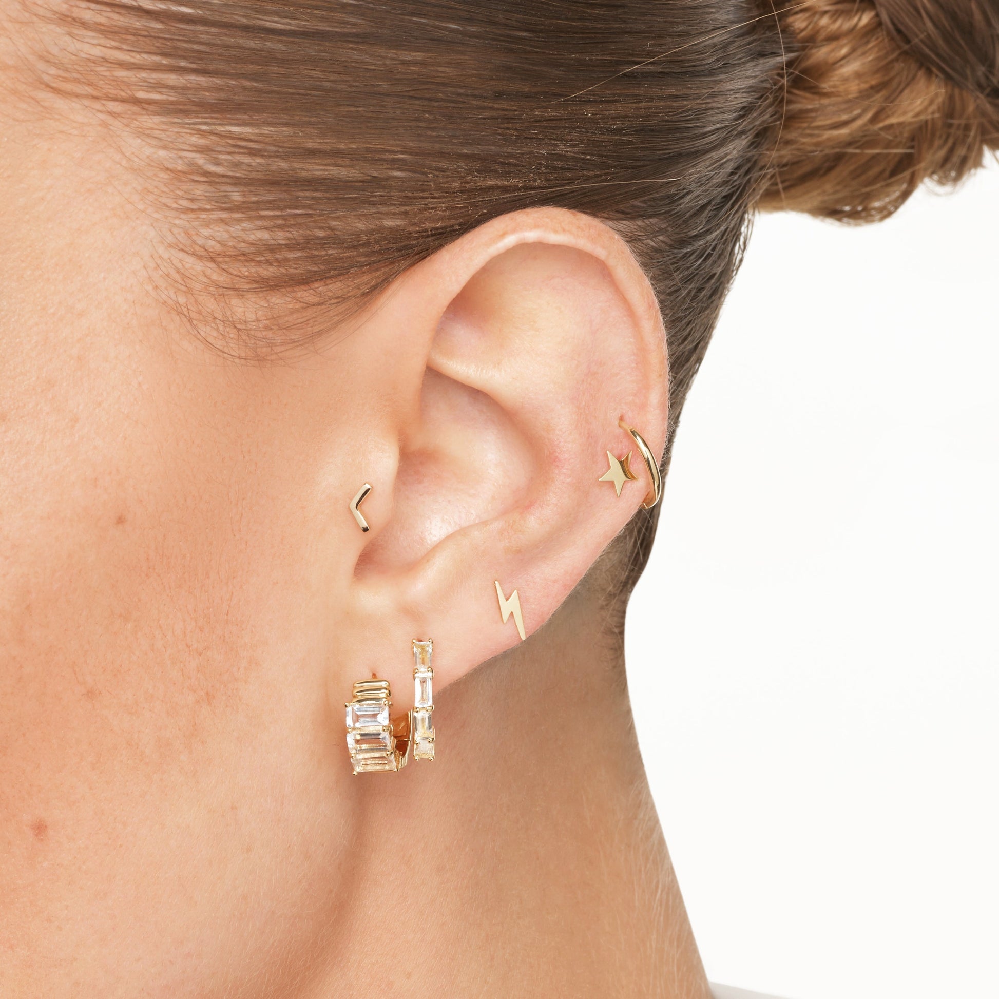 Sleek Chevron Gold Single Stud Earring 7