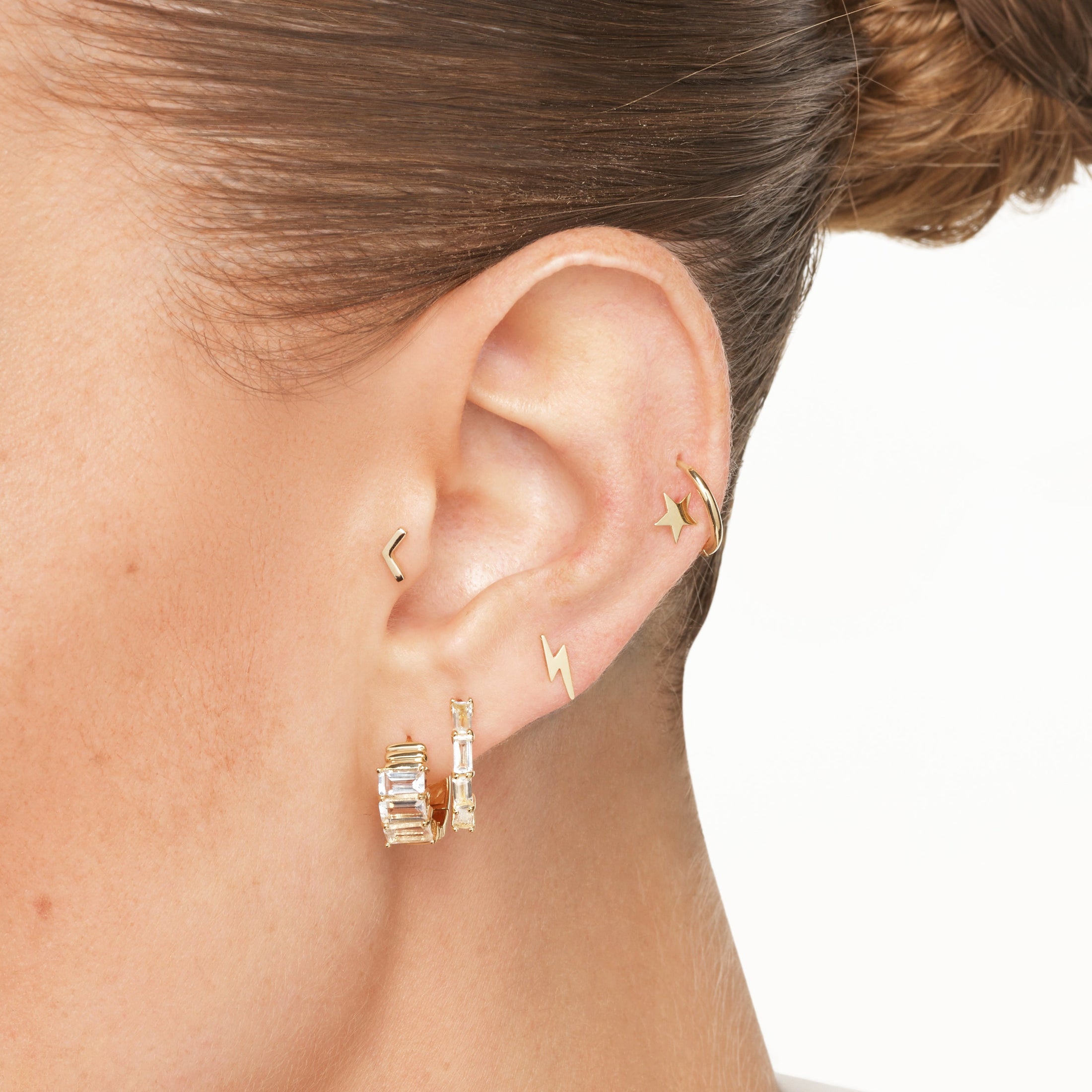 Sleek Chevron Gold Single Stud Earring