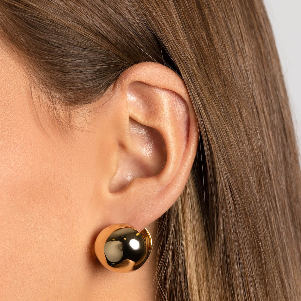 Golden Sphere Elegance Huggie Earrings